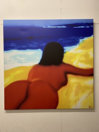 On the Beach sunbathing girl6 di Reinhard Brand, Stampa in vendita su Singulart