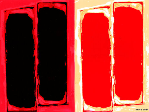 Schwarze und Rote Farbstelen van Reinhard Brand, Afdruk te koop op Singulart