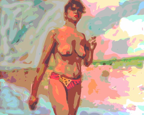 woman5 walking on the beach van Reinhard Brand, Afdruk te koop op Singulart