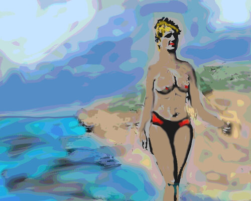 woman4 walking on the beach von Reinhard Brand, Druck kaufen auf Singulart