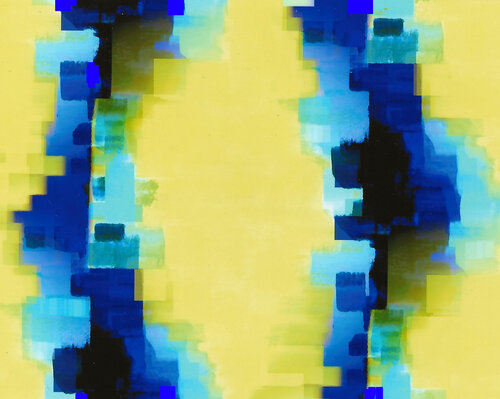 Farbstelen Blau auf Gelb by Reinhard Brand, Print for Sale on Singulart