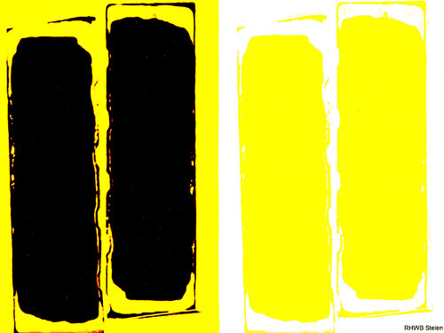 Schwarze und Gelbe Farbstelen van Reinhard Brand, Afdruk te koop op Singulart