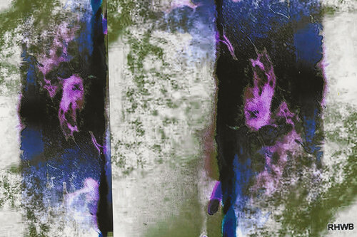 Ohne Titel 25-2 violett-schwarz-weiss-grün di Reinhard Brand, Stampa in vendita su Singulart