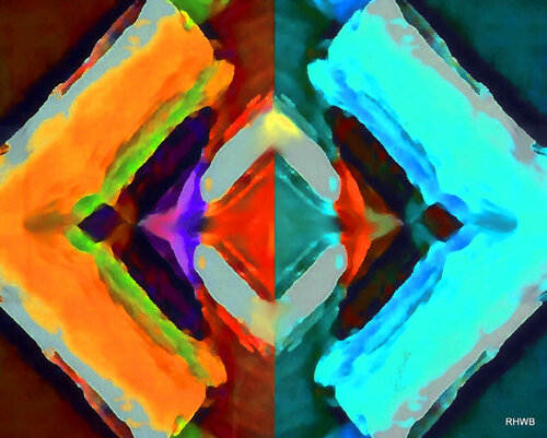 Geometrische Form Orange - Blau van Reinhard Brand, Afdruk te koop op Singulart
