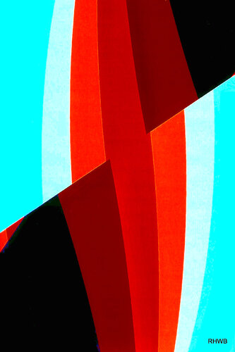 Abstrakte Komposition  ac 25slim-rot-orange-schwarz-bleu di Reinhard Brand, Stampa in vendita su Singulart