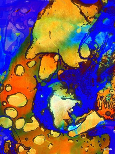 Ohne Titel 8 - gelb blau orange di Reinhard Brand, Stampa in vendita su Singulart