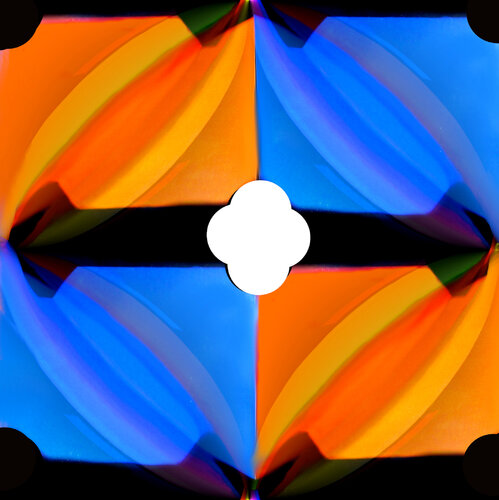 ac14-Abstrakte Form orange blau di Reinhard Brand, Stampa in vendita su Singulart