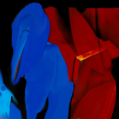 Skulpturale Komposition  in Blau und Rot by Reinhard Brand, Print for Sale on Singulart