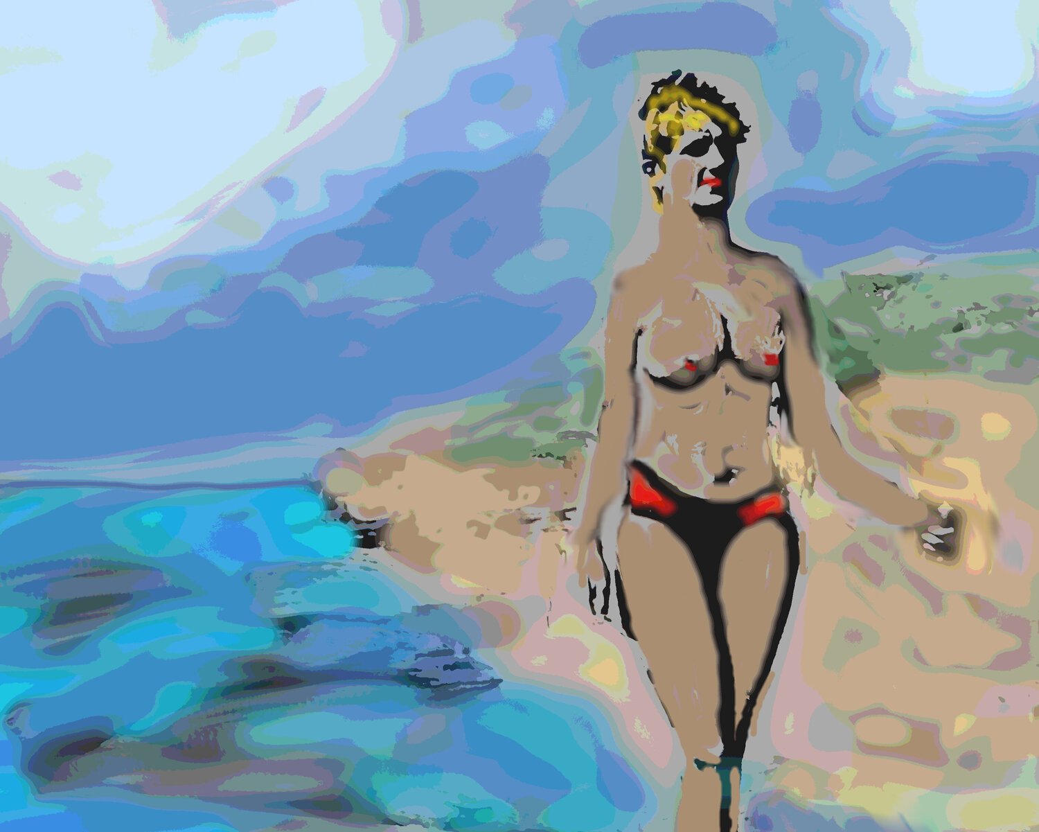 woman4 walking on the beach Reinhard Brand Druck zu verkaufen