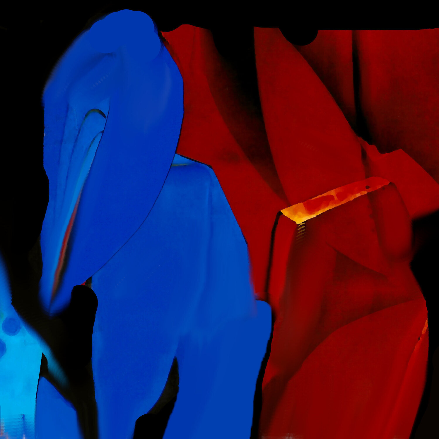 Skulpturale Komposition  in Blau und Rot Reinhard Brand Druck zu verkaufen