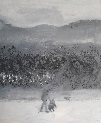 Montagne en hiver par Pauline Polka, Peinture en vente sur Singulart