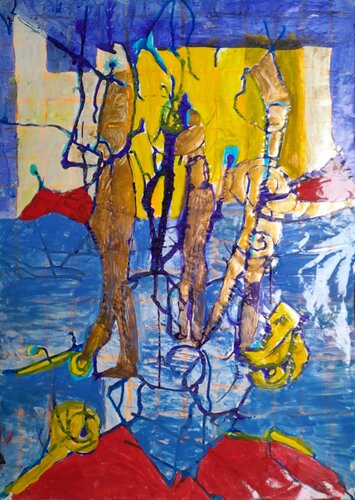 Les monts rouges by Pauline Polka, Painting for Sale on Singulart