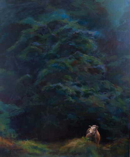 Die Kuh im Wald di Axel Jung, Pittura in vendita su Singulart