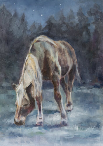 Pferd im Mondschein de Axel Jung, Pintura a la venta en Singulart