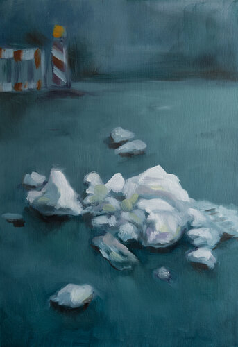 Schnee auf der Straße van Axel Jung, Schilderij te koop op Singulart