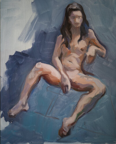 Liegende Figur mit offenem Raum par Axel Jung, Peinture en vente sur Singulart