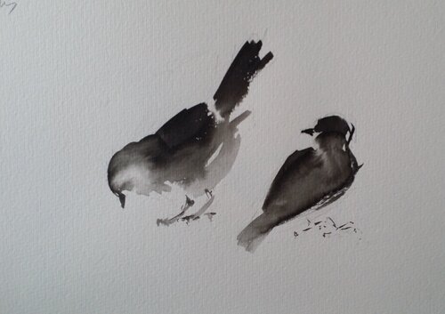 Pareja de Pájaros by Mariano Cebrián Olleros, Drawing for Sale on Singulart