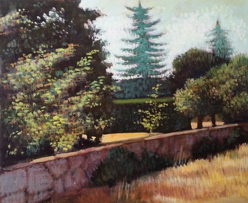 Jardín con muro van Mariano Cebrián Olleros, Schilderij te koop op Singulart