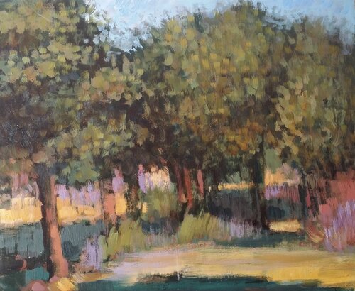 Bosque con lavanda di Mariano Cebrián Olleros, Pittura in vendita su Singulart