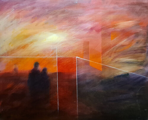 Cielo rojo de Mariano Cebrián Olleros, Pintura a la venta en Singulart