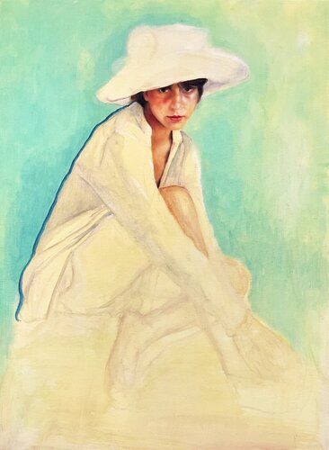 Girl with hat by Francesco Calistri, 회화 for Sale on Singulart