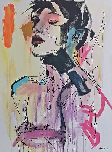 Abstract Female Figure Portrait. di Daheaven Art, Pittura in vendita su Singulart