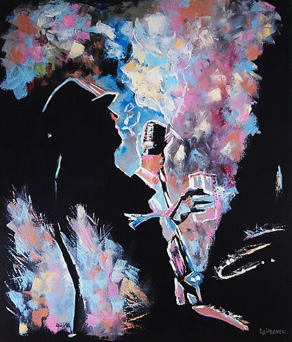 Abstract Jazzman Silhouette Art - Palette Knife Painting. by Daheaven Art, 絵画 for Sale on Singulart