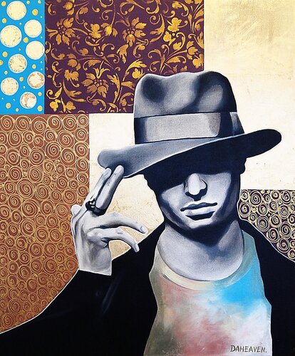 Man in a hat. van Daheaven Art, Schilderij te koop op Singulart
