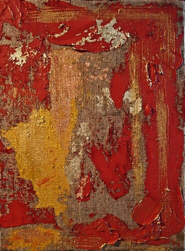 Fresco red#2. Abstract minimalist structure painting. von Daheaven Art, Malerei kaufen auf Singulart