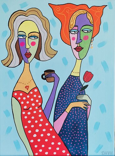 Girlfriends: Abstract Female Portrait. by Daheaven Art, Painting for Sale on Singulart
