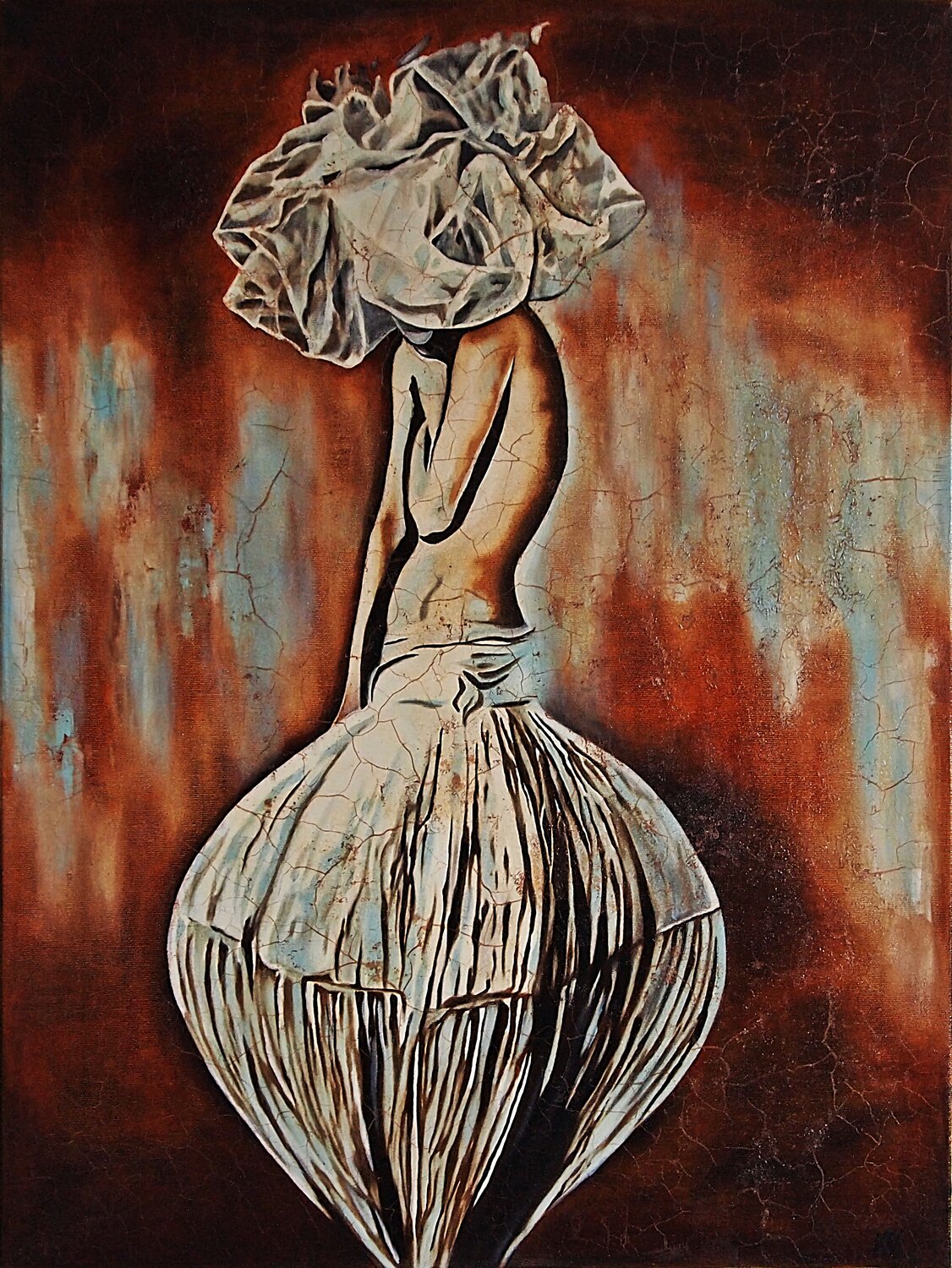 Industrial Elegance - Abstract Woman Portrait. Daheaven Art Originalgemälde zu verkaufen