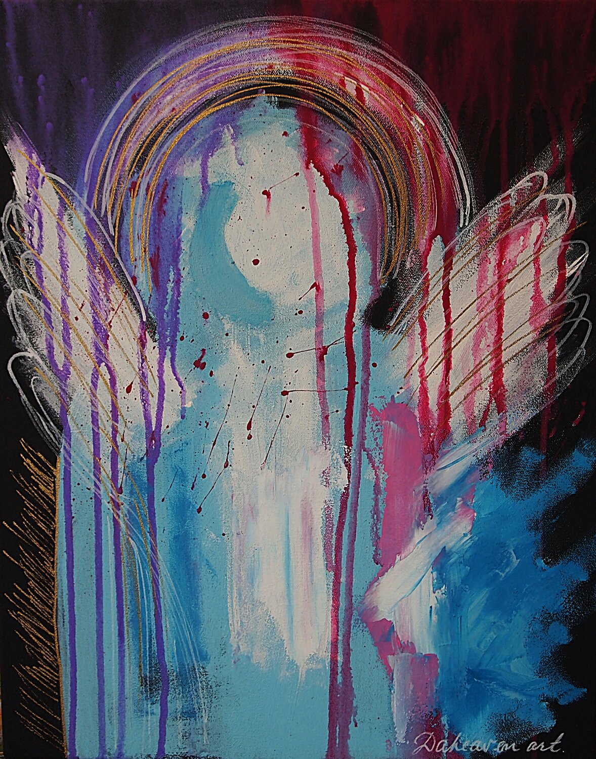 Guardian angel abstract painting. Daheaven Art
