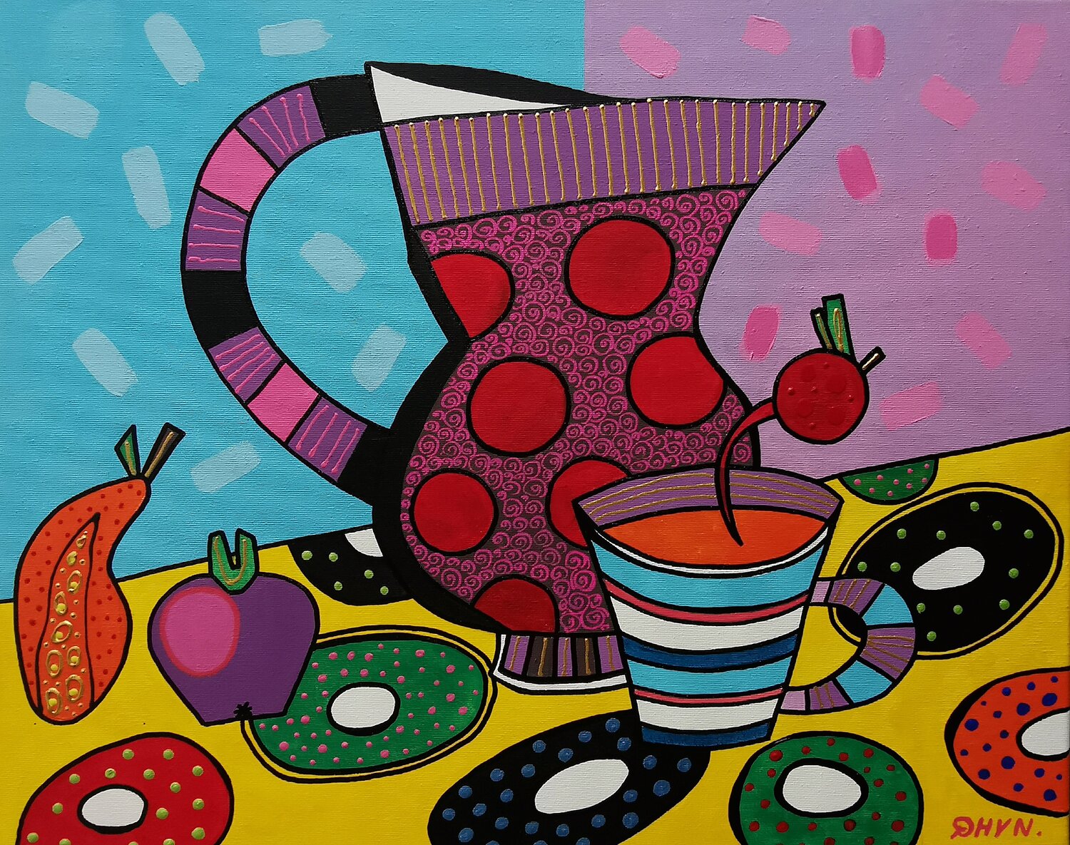 Naive Still Life Painting with Jug. Daheaven Art Originalgemälde zu verkaufen