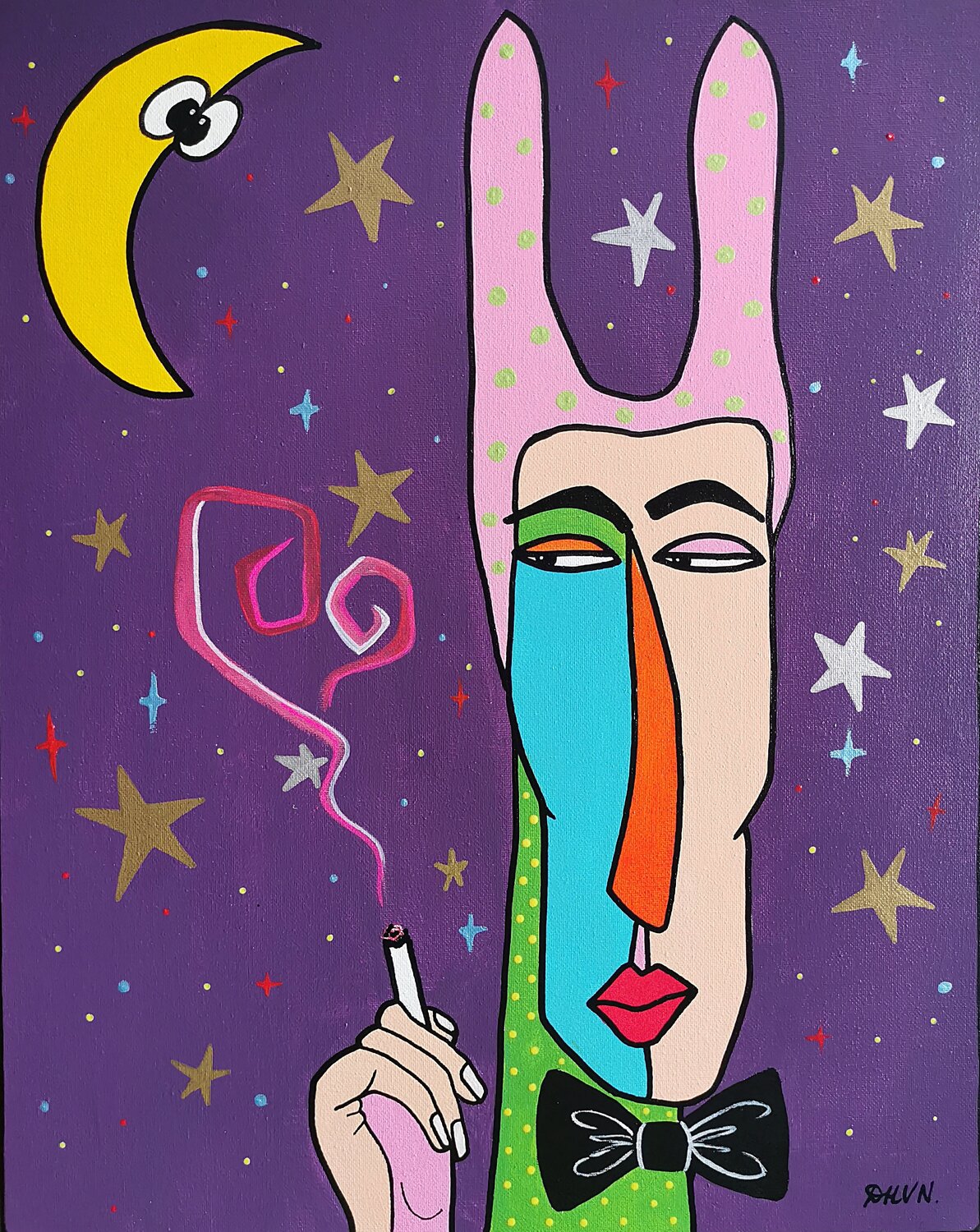 Playboy 007 Naive Fantasy Portrait. Daheaven Art Originalgemälde zu verkaufen
