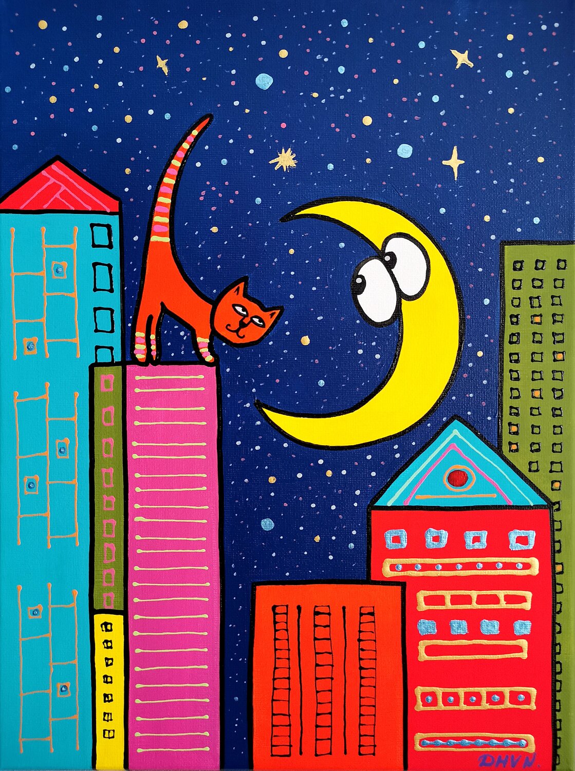 Moonlit Rooftop Rendezvous. Daheaven Art