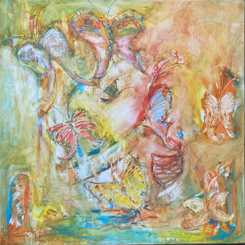 Mariposas al amanecer van Patricia Colmeiro, Schilderij te koop op Singulart