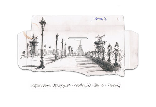 Schokoladenverpackungsrückseitenzeichnung Helmut Kruse