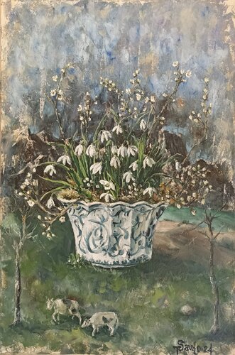 February.Alpine meadow. de Tetyana Donets, Pintura a la venta en Singulart