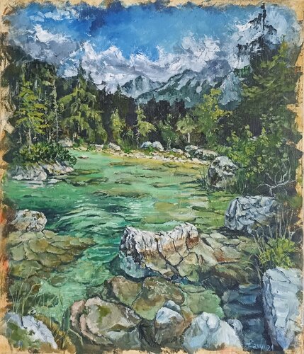 Alps.Bohinj.Slovenia. di Tetyana Donets, Pittura in vendita su Singulart