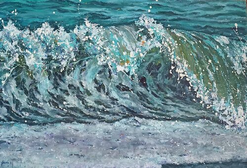 Rainbow reflected in the sea. di Tetyana Donets, Pittura in vendita su Singulart