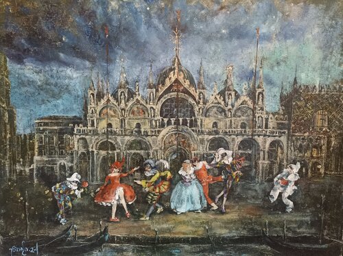 Carnival night in St.Mark's Squere. di Tetyana Donets, Pittura in vendita su Singulart