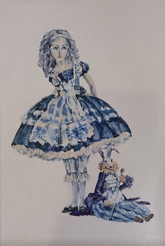 Doll with a hare. di Tetyana Donets, Pittura in vendita su Singulart