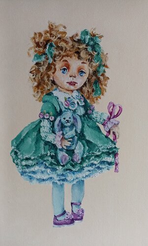 Doll with a hare. van Tetyana Donets, Schilderij te koop op Singulart