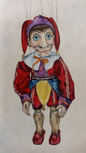 Harlequin in red. de Tetyana Donets, Pintura a la venta en Singulart