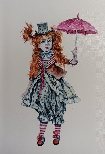 Doll with umbrella. di Tetyana Donets, Pittura in vendita su Singulart