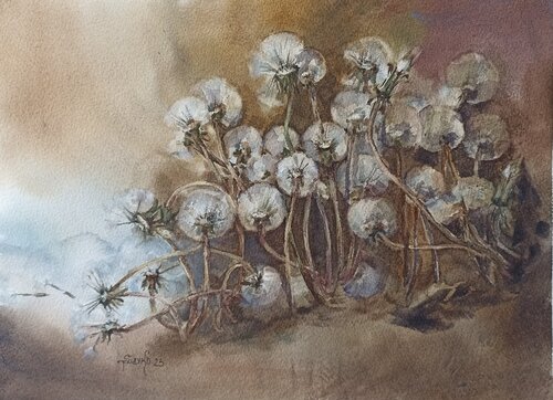 Airy dandelions. by Tetyana Donets, Work on Paper for Sale on Singulart