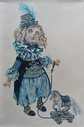 Doll with a horse. van Tetyana Donets, Schilderij te koop op Singulart