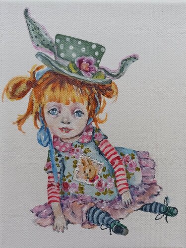 Green hat. di Tetyana Donets, Pittura in vendita su Singulart