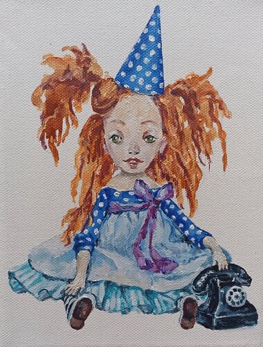 Grandma's phone. di Tetyana Donets, Pittura in vendita su Singulart