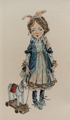 Doll with a horse. di Tetyana Donets, Pittura in vendita su Singulart